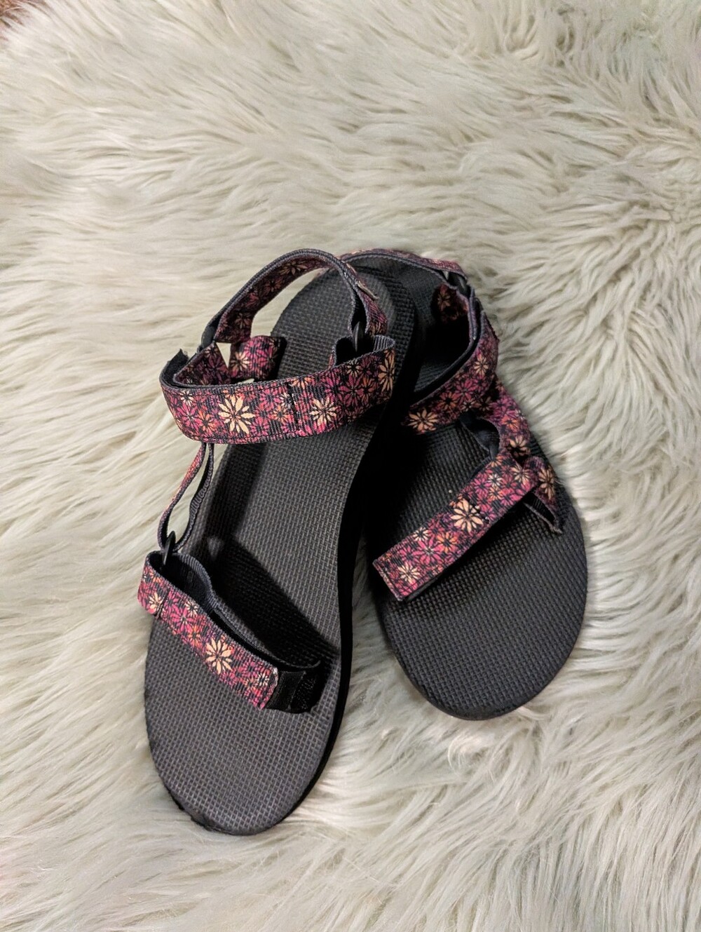 Teva Women's Floral Strap Sandal - Pink and Black - Picture 5 of 10